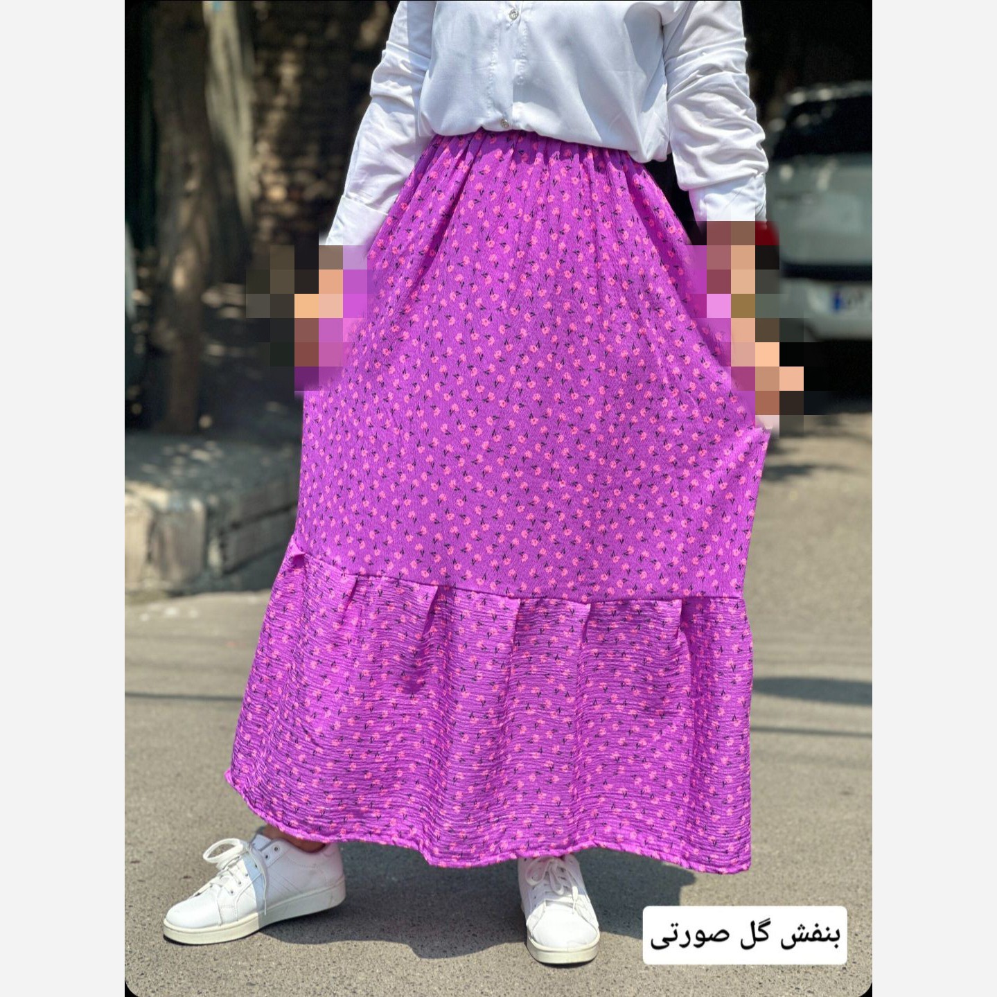 دامن گلدار کرپ پفکی