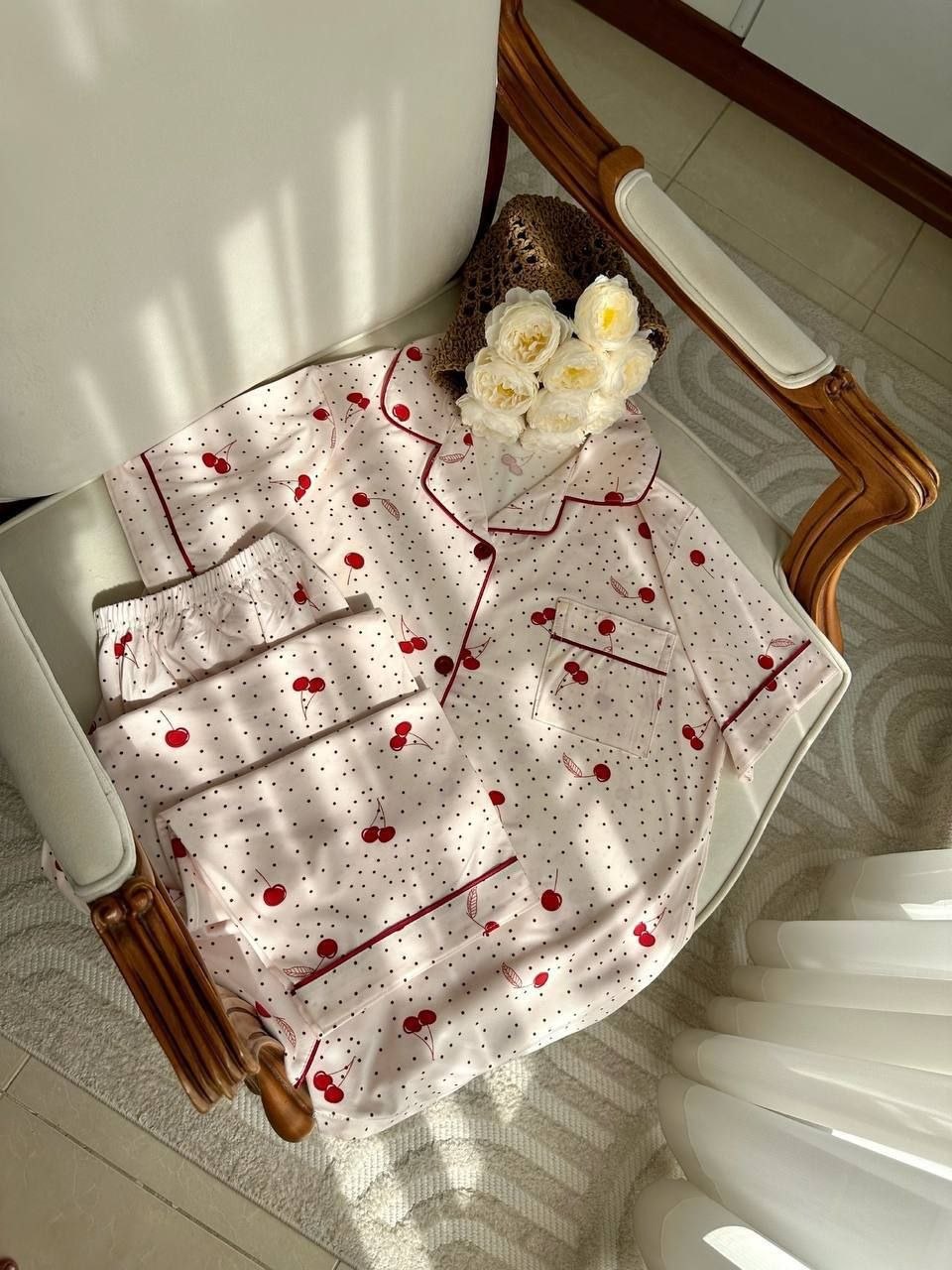 ست دوتیکه بلوز جلو دکمه وشلوار نخ پنبه وارداتی